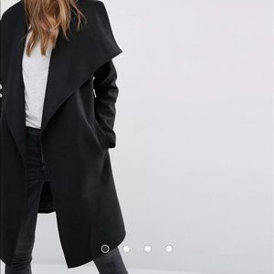 JDY long black wrap coat